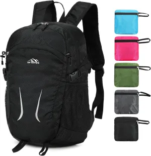 Large Hiking Daypack,30L Waterproof Hiking Backpack Packable Lightweight Travel Day Pack for Women Men (Black, Large)