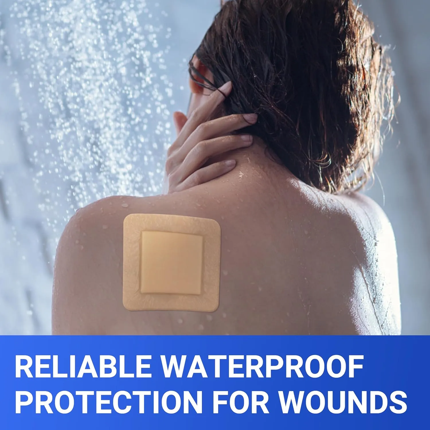 Large Waterproof Bandages 3"x3" Silicone Foam Dressing for Sensitive Skin Wound Care, Adhesive Cohesive Pad with Border for First Aid, 10 Packs, Post Surgical and Trauma Care, Sore, Burn, Pressure