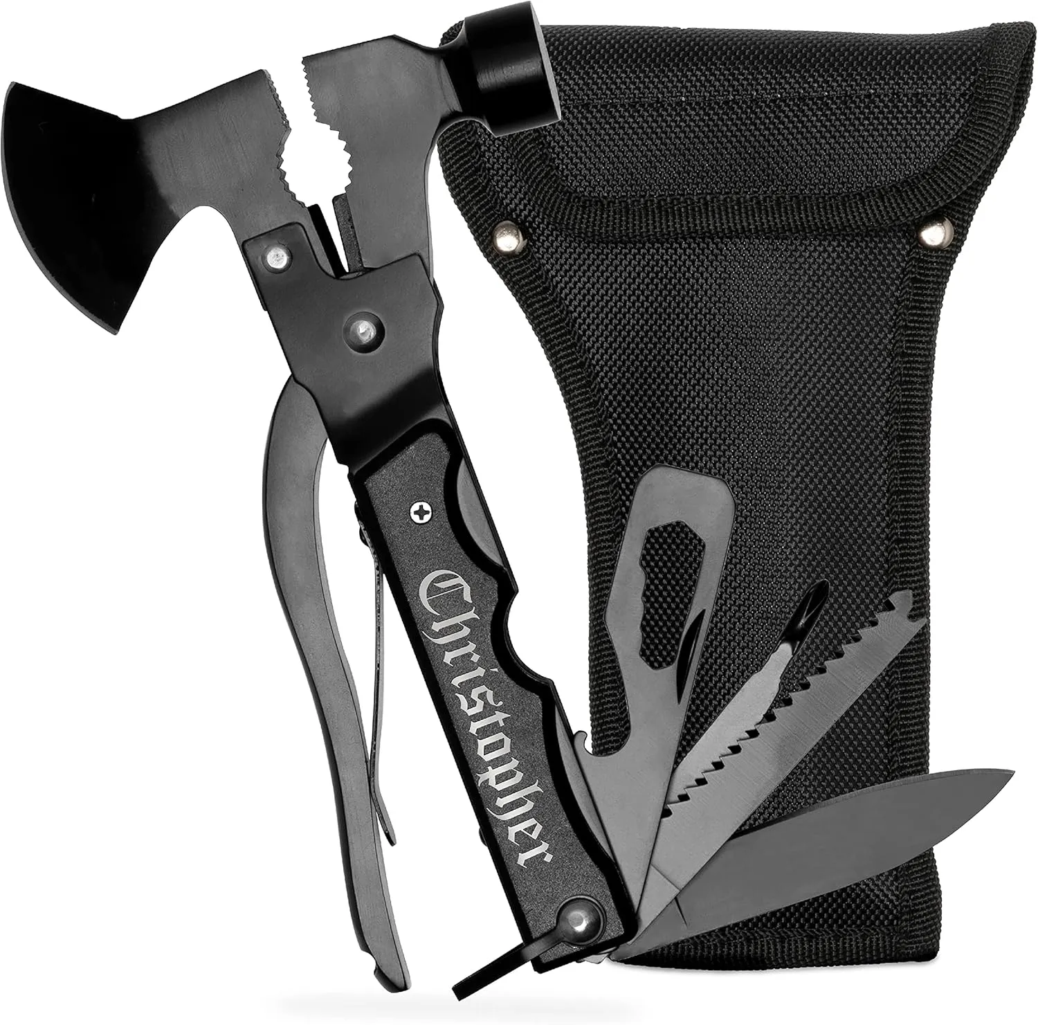Laser Engraved - Personalized All-In-One Hammer Multitool w/Name or Customizable Text - 20 Fonts - Birthday Gifts for Dad from Son, Daughter