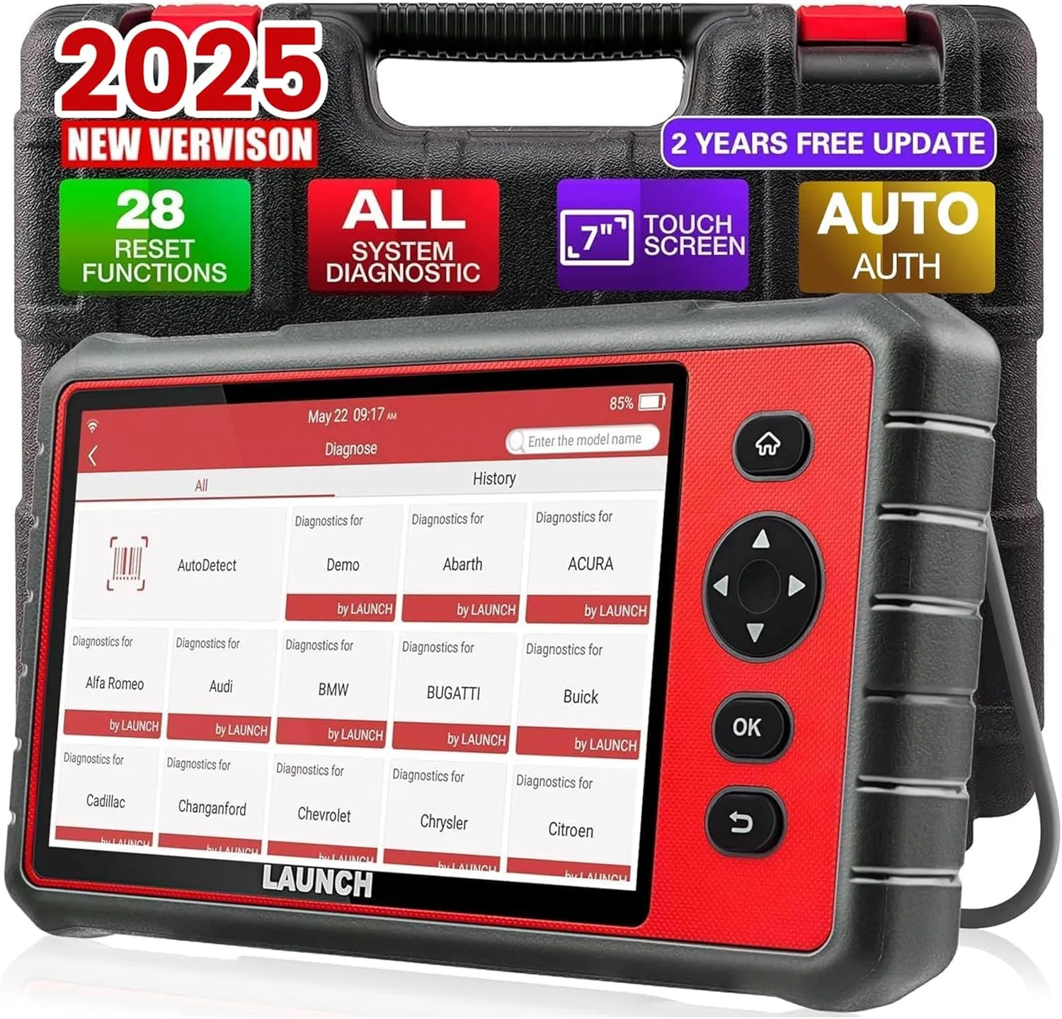 LAUNCH CRP909E OBD2 Scanner, 2025 New Full System Car Scanner with 28 Reset Functions, Power Balance, TPMS Reset, ABS Bleeding, Auto VIN