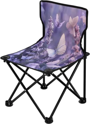 Lavender Portable Outdoor Folding Chair Anti-Slip Padded Oxford Cloth Stool Camping Chair Small for Beach Hiking Fishing Gardening Quad Camp Chair