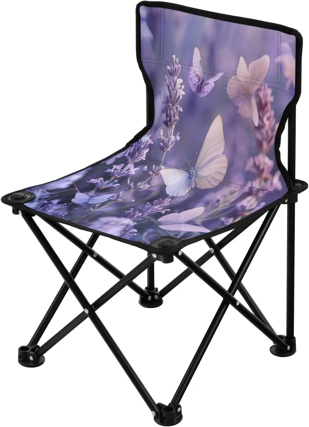 Lavender Portable Outdoor Folding Chair Anti-Slip Padded Oxford Cloth Stool Camping Chair Small for Beach Hiking Fishing Gardening Quad Camp Chair