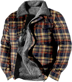 LCMTWX Mens Plaid Flannel Jacket Lapel Pocket Hooded Padded Loose Shirt Top Jacket Men Plus Size Big&Tall Mens Coat Soft