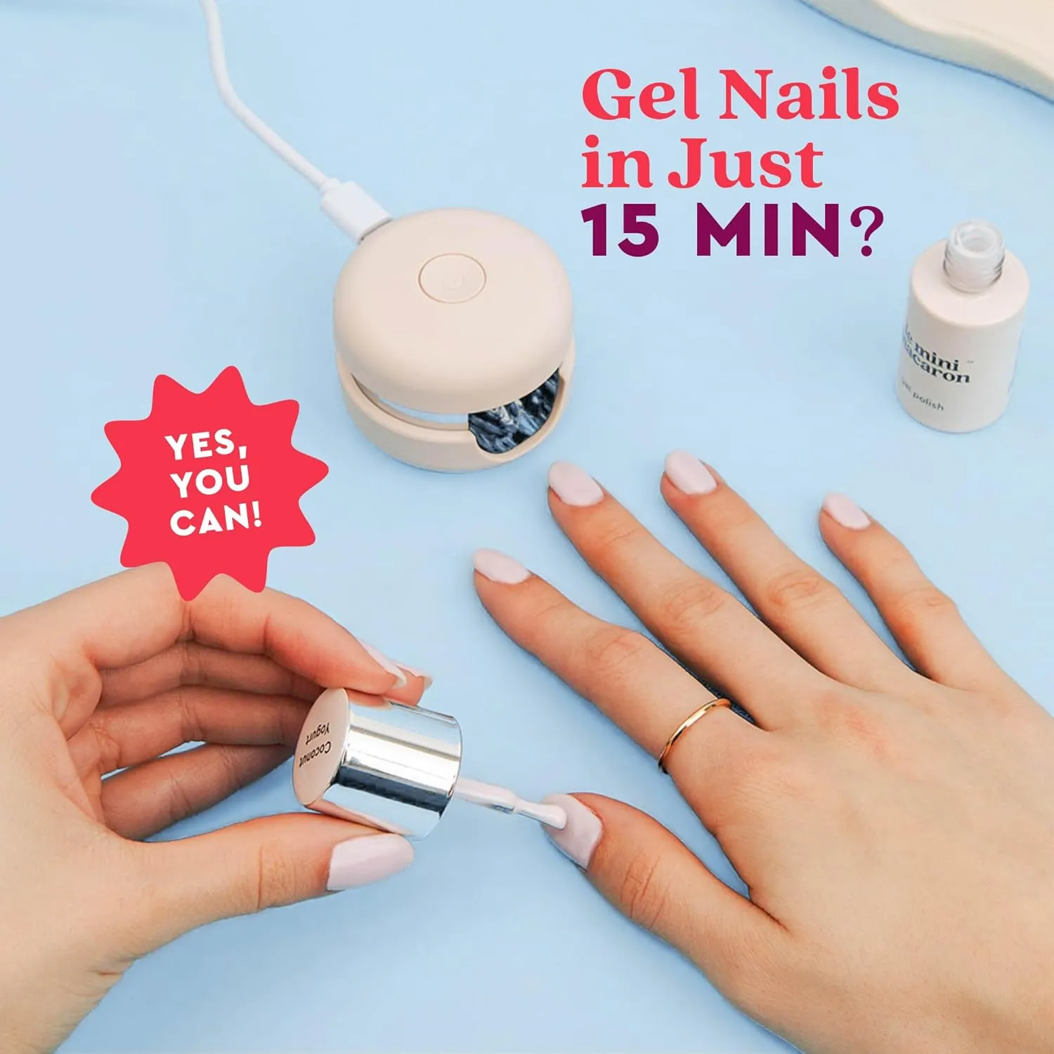 le mini macaron Gel Nail Polish Kit with LED Light, DIY At-Home Polish Nail Kit | Non-Toxic, Fast-Drying 3-in-1 Set for Long-Lasting, Salon-Quality Nails, File, and Remover Wraps (Lilac Blossom)