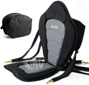 Leader Accessories Kayak Seats Paddle Board Seat Universal Padded Canoe SUP Seat with Back Support - Deluxe Kayak Chair Seat Cushion with Storage Bag