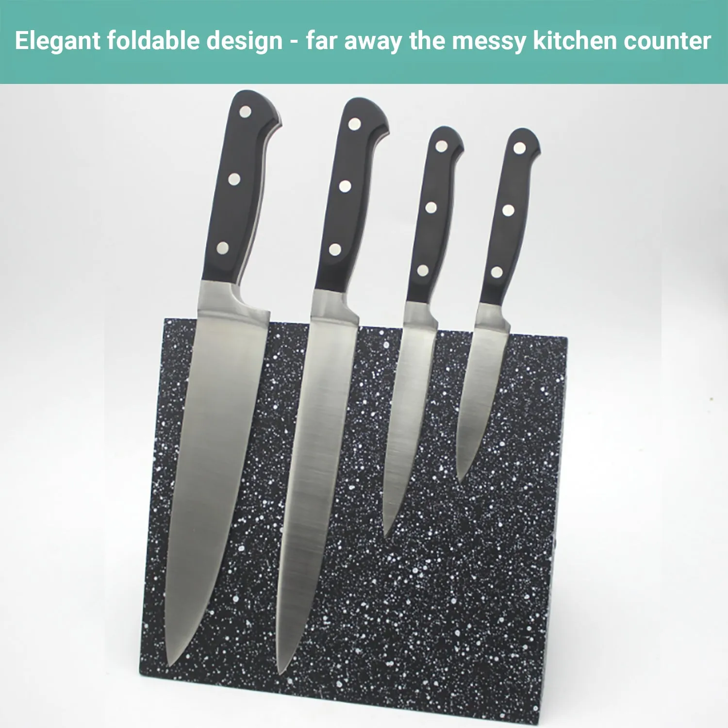 Lecluse Foldable Magnetic Knife Holder Wooden Stand Kitchen Rack Storage Block