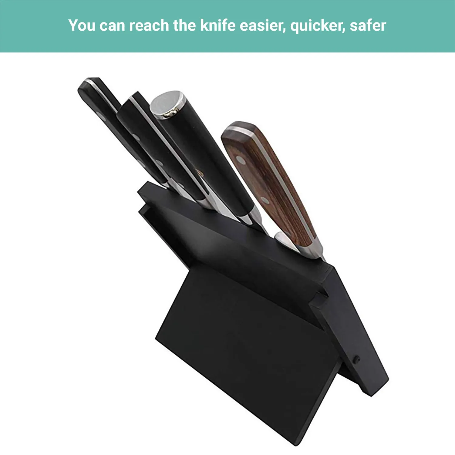 Lecluse Foldable Magnetic Knife Holder Wooden Stand Kitchen Rack Storage Block