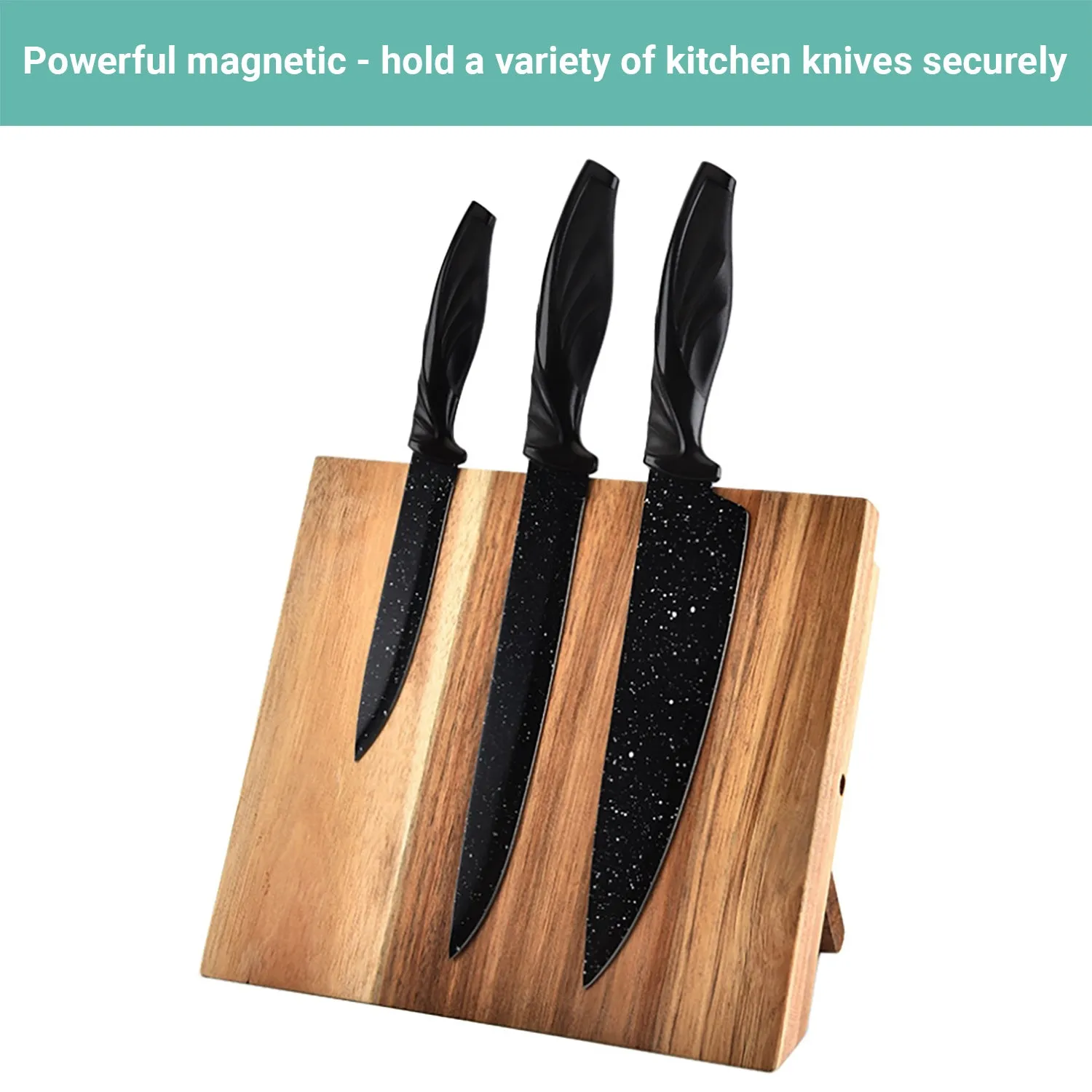 Lecluse Foldable Magnetic Knife Holder Wooden Stand Kitchen Rack Storage Block