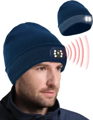 LED Beanie with Light for Men, 4 Modes Headlamp Beanie Hat, Rechargable Removable USB, Gift
