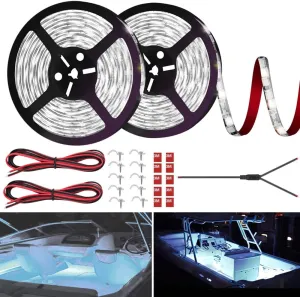 LED Boat Strip Lights, 32.8FT Marine Pontoon Led Lights, Waterproof Boats Interior Light, Under Gunnel Light, Boats Deck Lighting, Night Fishing Lighting for Pontoon Bass Fishing Yacht Kayak (White)