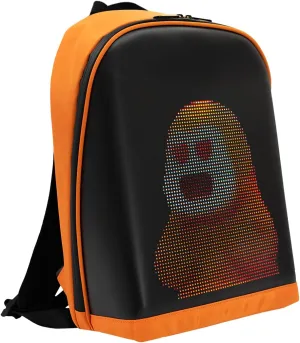 LED Color Screen Customizable photo/icon Backpack,Water-Resistant Travel Bag with USB Port and Comfortable Padding, Orange