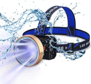 LED Head Lamp for Adults, LED Headlamp Flashlight Waterproof, Rechargeable Headlamps for Camping, Head Flashlight LED, Outdoor USB Headlamp with 2 Lighting Modes, Battery Powered Swivel Headlight