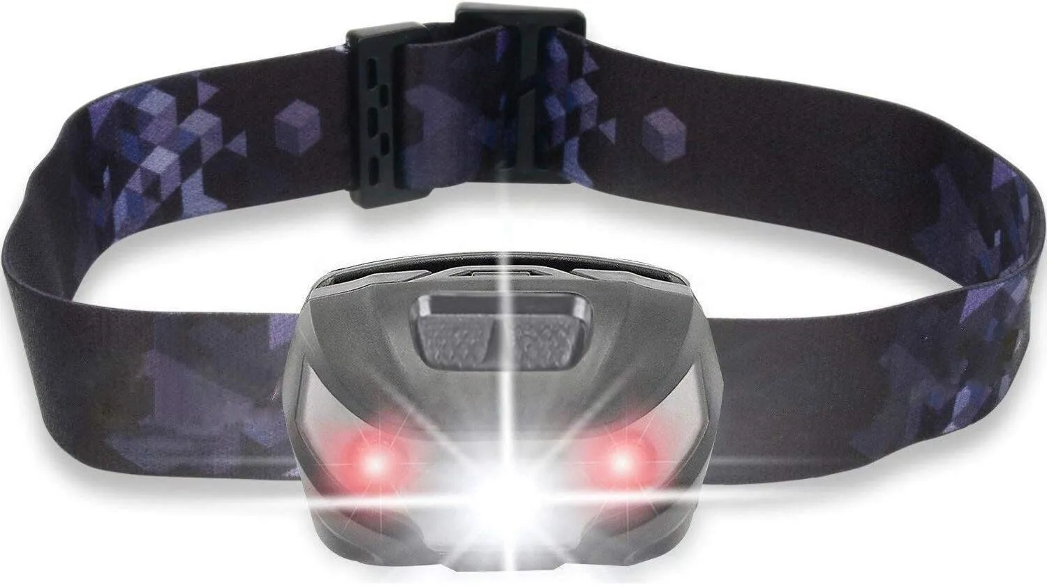 LED Head Torch,LED Headlamp Flashlight - Great for Camping, Hiking, Kids, of The Lightest White Headlight, Water & Shock Resistant   Red Strobe