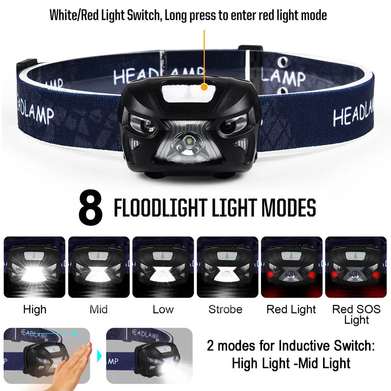 LED Headlight Motion Sensor Headlamp Rechargeable