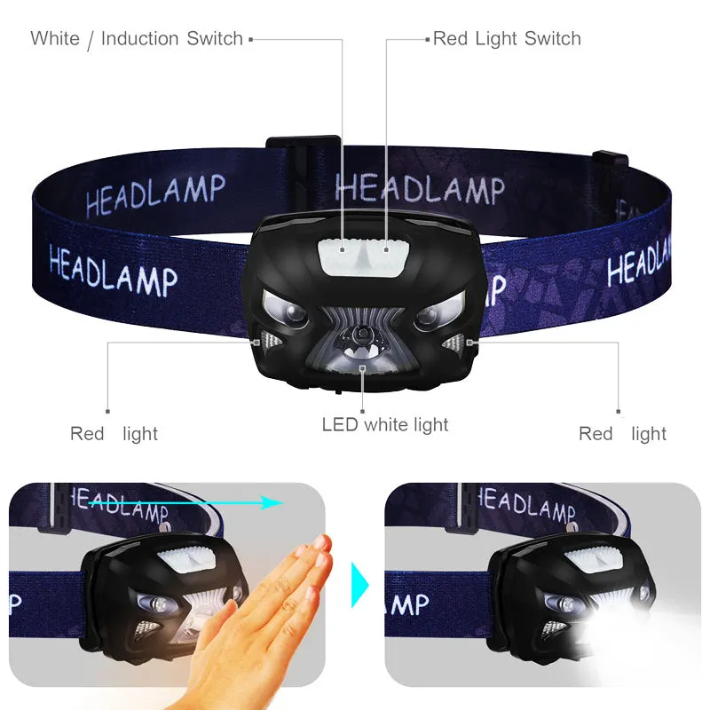 LED Headlight Motion Sensor Headlamp Rechargeable