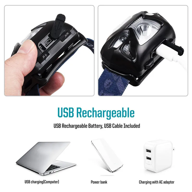 LED Headlight Motion Sensor Headlamp Rechargeable