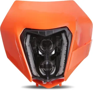 LED Motorcycle Headlight Dirt Bike DRL Headlamp with Bezel Compatible With Motocross Pit Bike Enduro ATV Supermoto 150 250 350 450 500 SX XCW EXC SXF XC SMC R 690