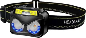 LED Rechargeable Headlamp, Waterproof Flashlight Motion Sensor Control Head lamp, USB Headlight for Running, Camping, Hiking and More