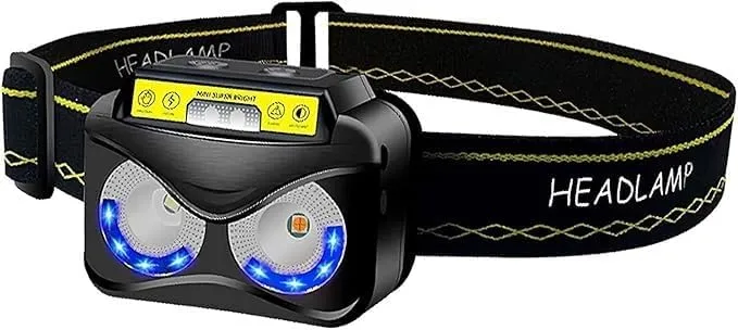 LED Rechargeable Headlamp, Waterproof Flashlight Motion Sensor Control Head lamp, USB Headlight for Running, Camping, Hiking and More