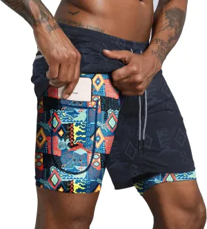 Leidowei Men's 2 in 1 Workout Running Shorts Lightweight Training Yoga Gym 7" Short with Zipper Pockets