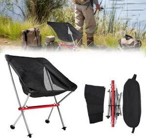 lesolar Lightweight Camping Chair with Portable Carry Bag, Ultralight Backpacking Chair, Folding Compact Outdoor Chairs, for Camp Travel Hiking Fishing Beach Picnic, Support Heavy Duty 330 lbs, Black