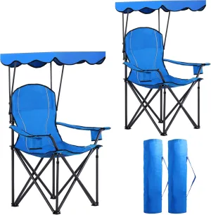 LET'S CAMP Camp Chair with Shade Canopy Folding Camping Recliner Chair with Carry Bag for Outdoor Camping Hiking Beach, Heavy Duty 350 LBS