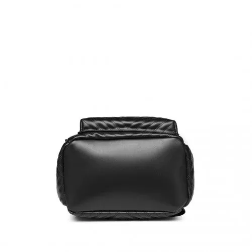 LG2323 - Miss Lulu Water-resistant Chic PU Leather Backpack - Black