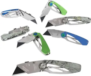Lichamp 6-Pack Folding Utility Knife Set, Quick-Change EDC Razor Blades & Belt Clip, Foldable Box Cutter for Home, Work, Outdoor & DIY Projects
