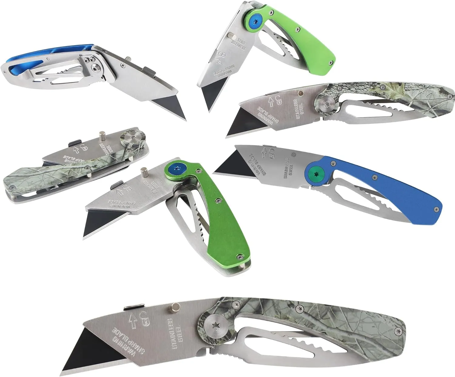 Lichamp 6-Pack Folding Utility Knife Set, Quick-Change EDC Razor Blades & Belt Clip, Foldable Box Cutter for Home, Work, Outdoor & DIY Projects