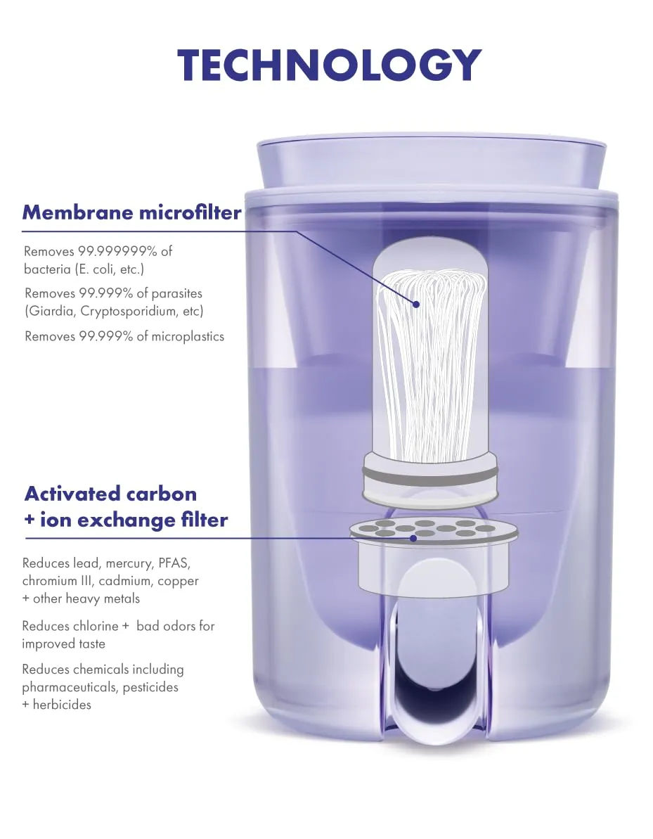 LifeStraw Home Studio Water Filter Dispenser, 10-Cup, Thistle Purple, BPA-Free Designed for Everyday Protects Against Bacteria, parasites, microplastics, PFAS, Lead, and Improves Taste