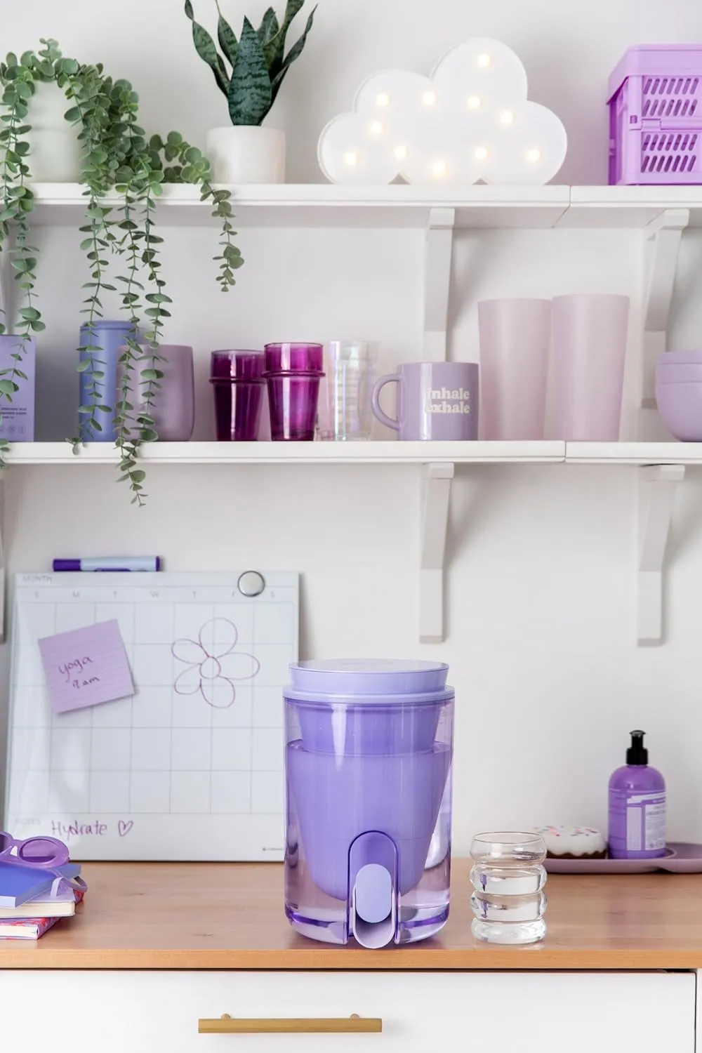 LifeStraw Home Studio Water Filter Dispenser, 10-Cup, Thistle Purple, BPA-Free Designed for Everyday Protects Against Bacteria, parasites, microplastics, PFAS, Lead, and Improves Taste
