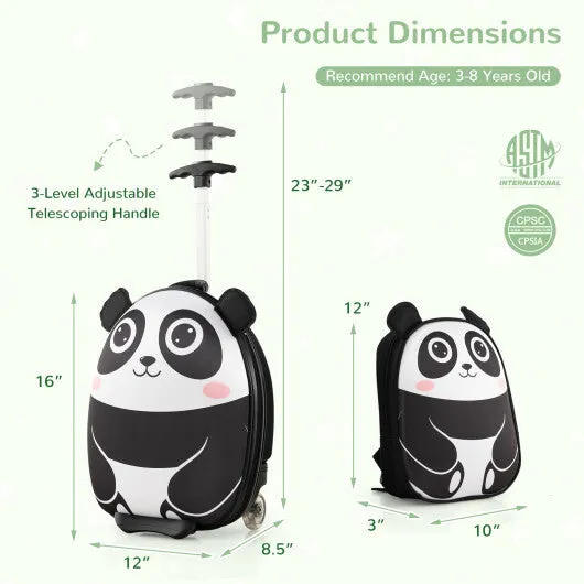 Lightweight and Portable Rolling Suitcase for Children-White - Color: White