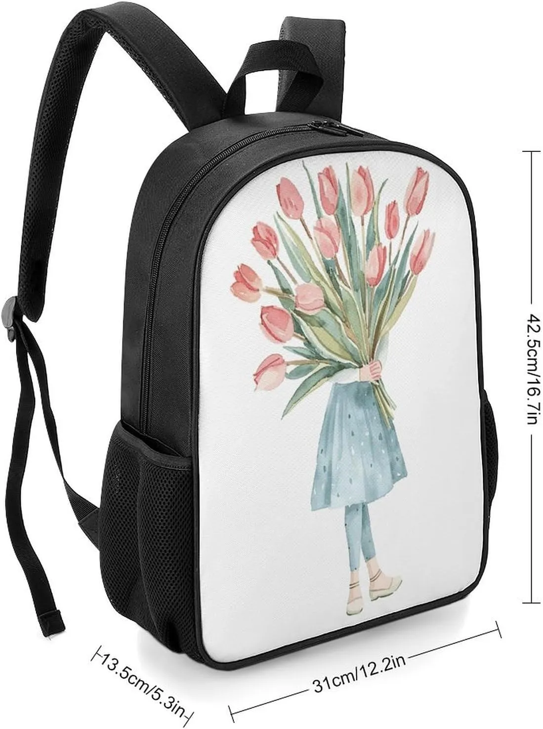 Lightweight Backpacks Cute Travel Bag Durable A Big Bouquet of Tulips Printing Small Travel Backpack For Women & Men