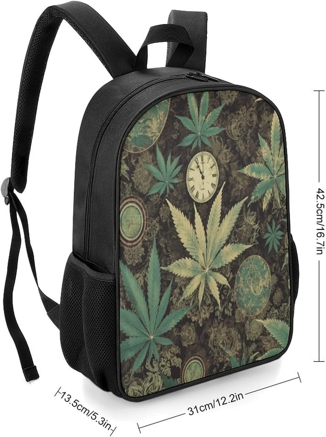 Lightweight Backpacks Cute Travel Bag Durable A Puff in Time Weed Rosemary Printing Small Travel Backpack For Women & Men