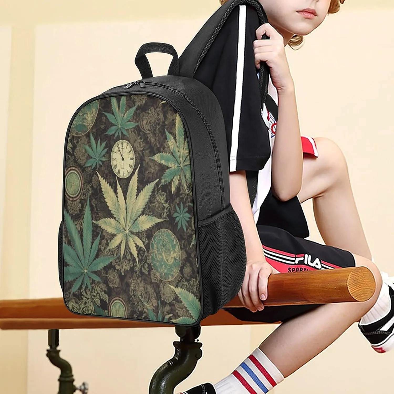 Lightweight Backpacks Cute Travel Bag Durable A Puff in Time Weed Rosemary Printing Small Travel Backpack For Women & Men