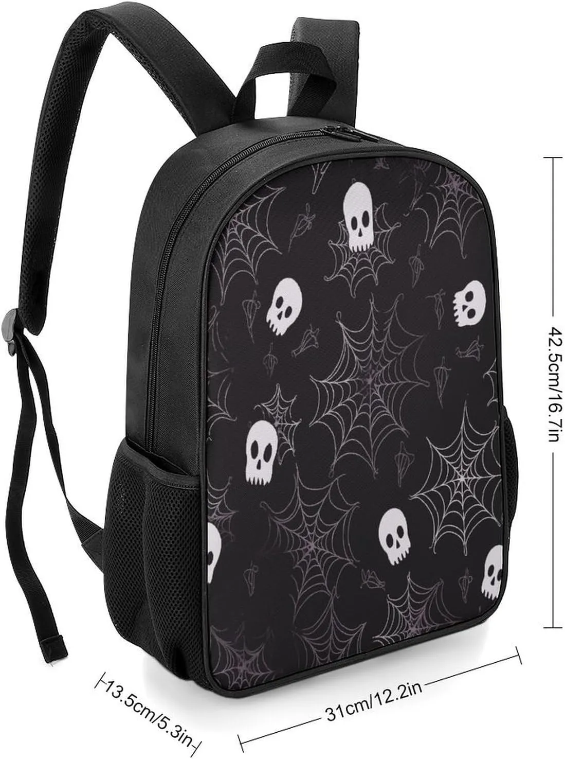 Lightweight Backpacks Cute Travel Bag Durable A Skeleton in A Spider Web Printing Small Travel Backpack For Women & Men