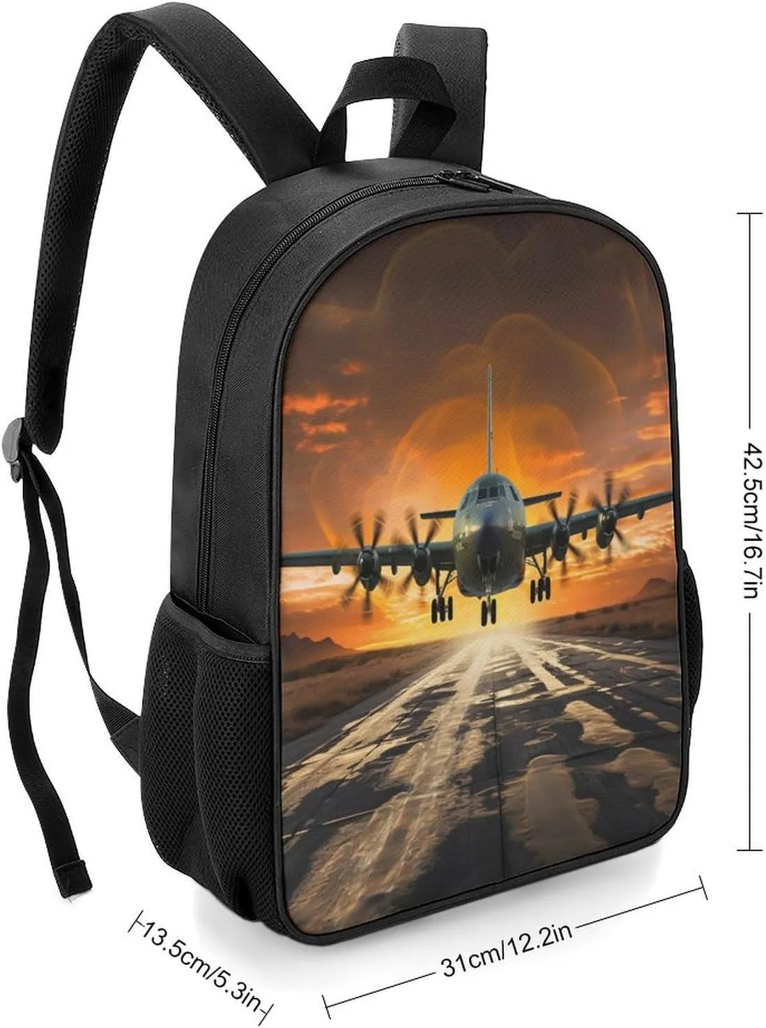 Lightweight Backpacks Cute Travel Bag Durable Aircraft Approach Printing Small Travel Backpack For Women & Men
