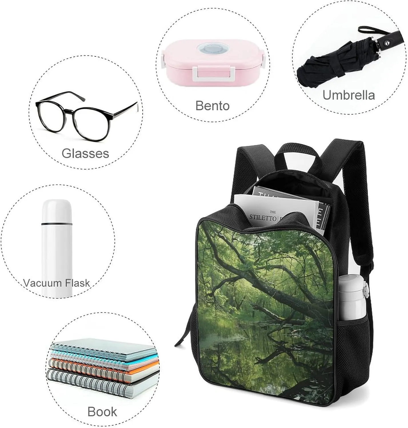Lightweight Backpacks Cute Travel Bag Durable An Ancient Swamp Printing Small Travel Backpack For Women & Men