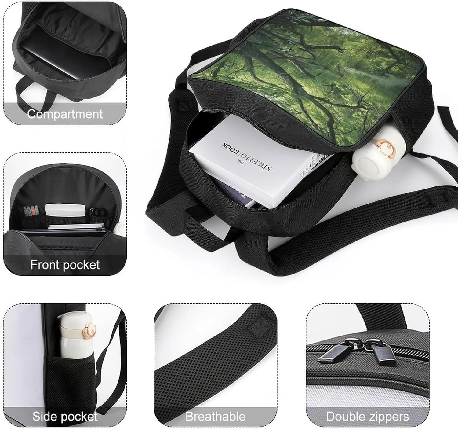 Lightweight Backpacks Cute Travel Bag Durable An Ancient Swamp Printing Small Travel Backpack For Women & Men