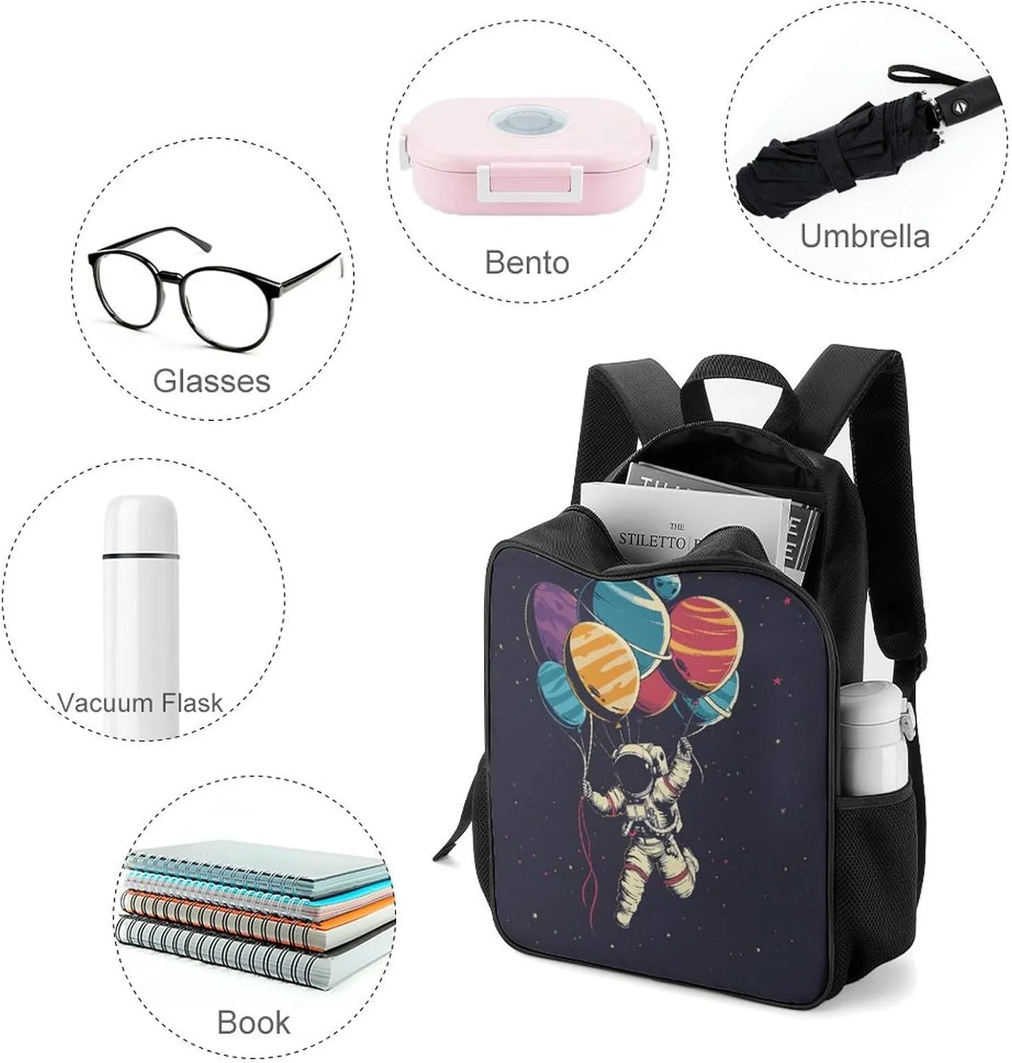 Lightweight Backpacks Cute Travel Bag Durable Astronaut in Space Printing Small Travel Backpack For Women & Men