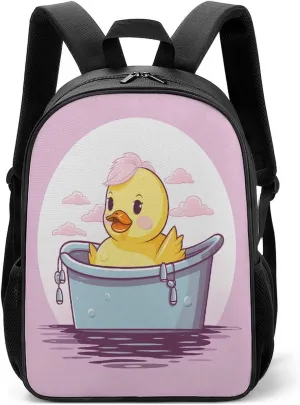 Lightweight Backpacks Cute Travel Bag Durable Cartoon Yellow Duck Printing Small Travel Backpack For Women & Men