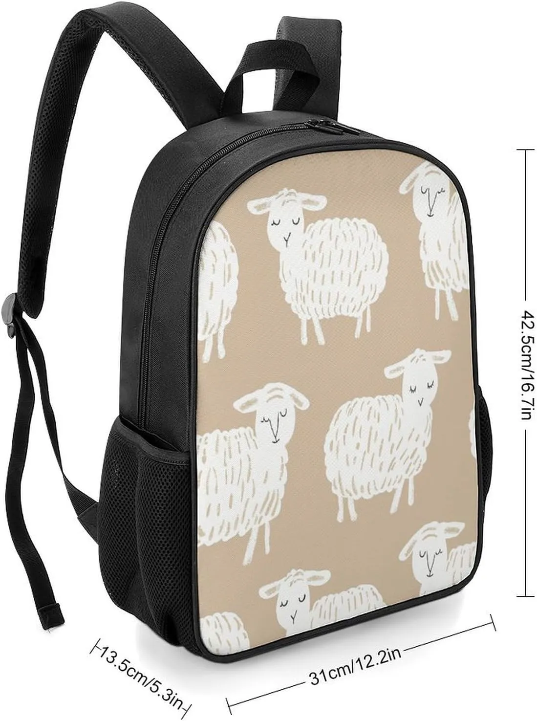 Lightweight Backpacks Cute Travel Bag Durable Doodle Style Sheep Printing Small Travel Backpack For Women & Men