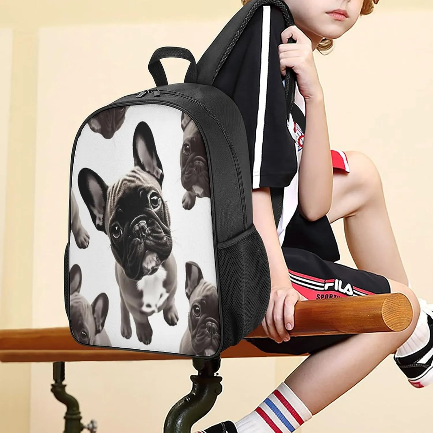 Lightweight Backpacks Cute Travel Bag Durable French Bulldog Printing Small Travel Backpack For Women & Men