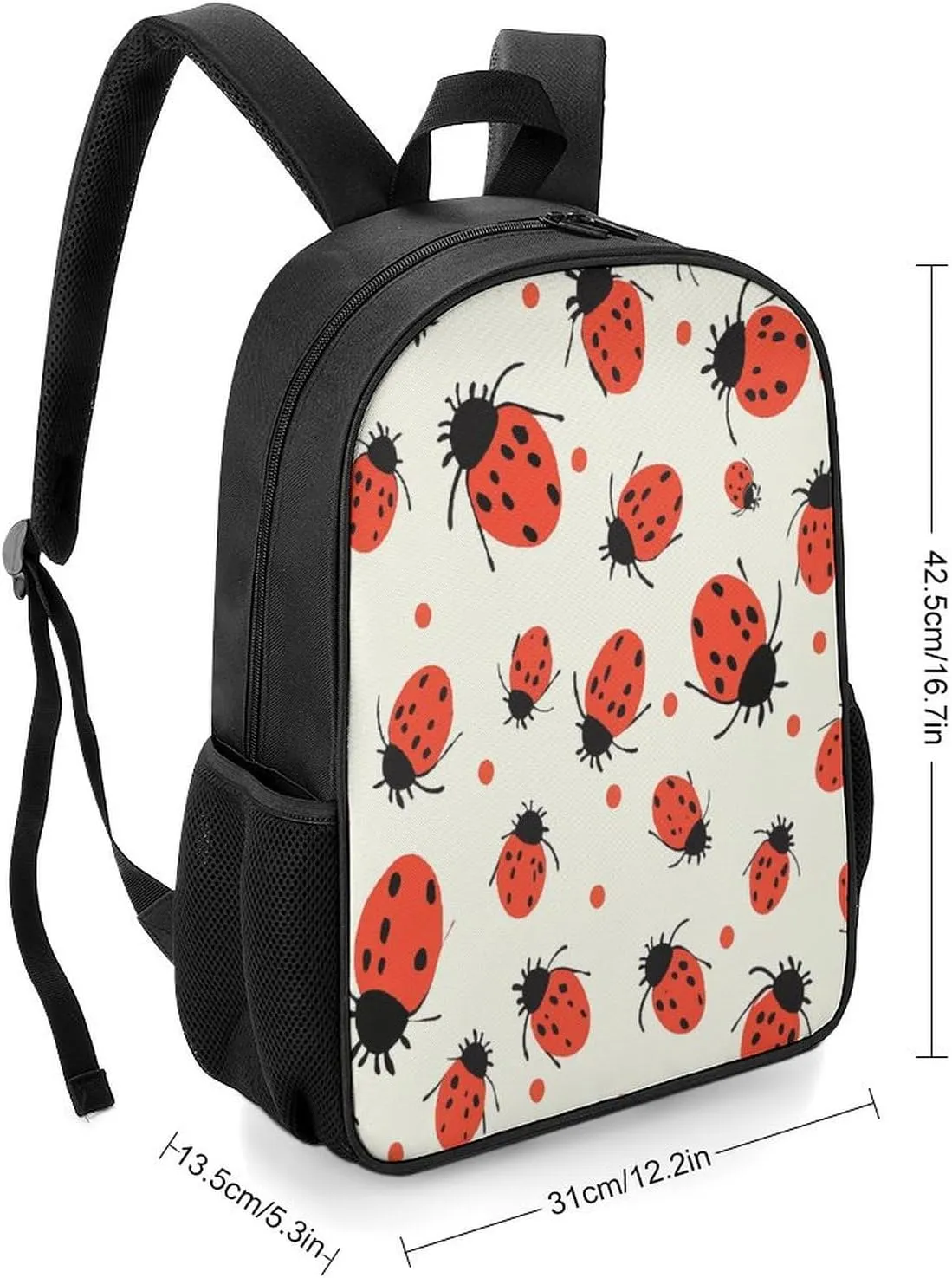 Lightweight Backpacks Cute Travel Bag Durable Ladybugs Pattern Infinite Speckled Printing Small Travel Backpack For Women & Men