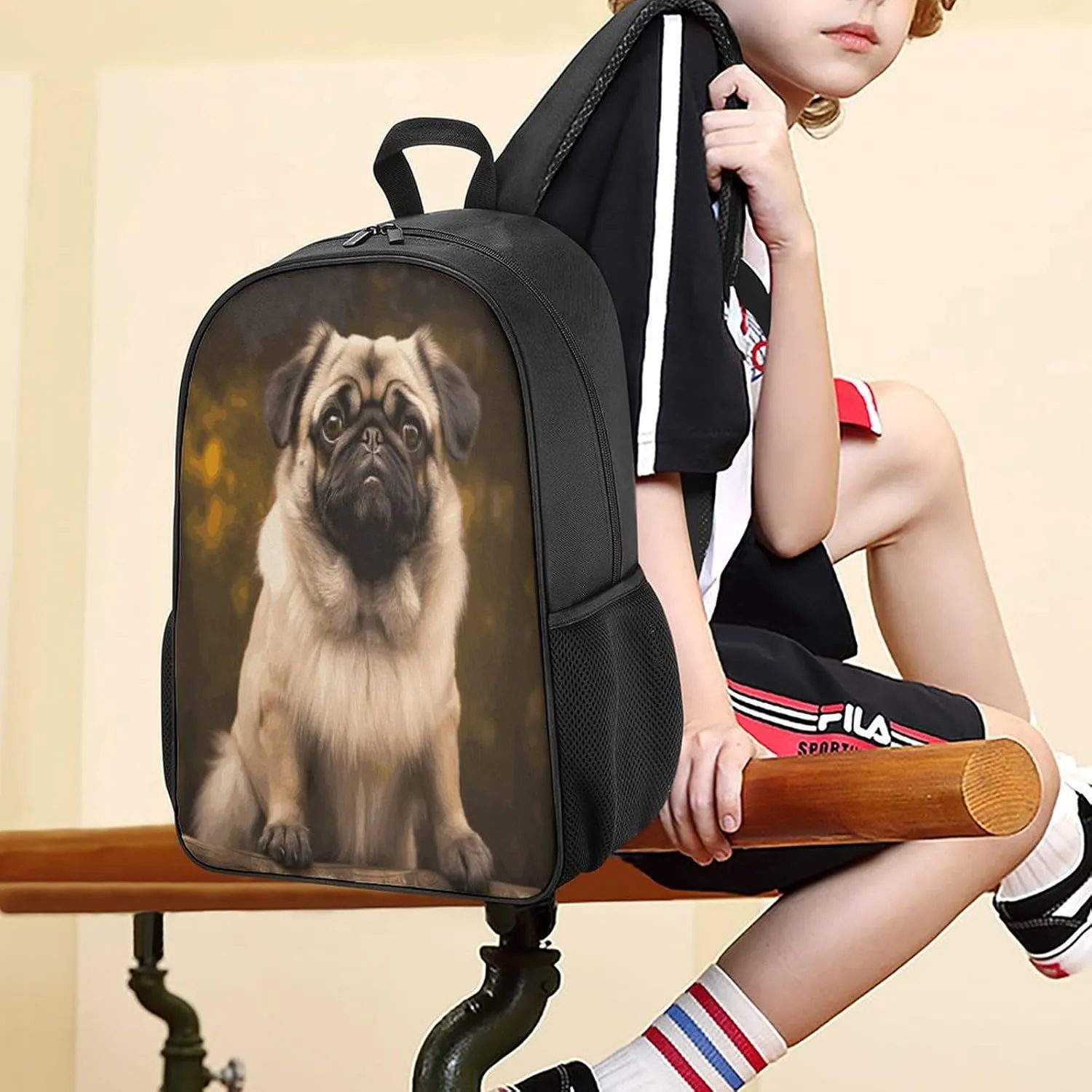 Lightweight Backpacks Cute Travel Bag Durable Pug Dog Printing Small Travel Backpack For Women & Men