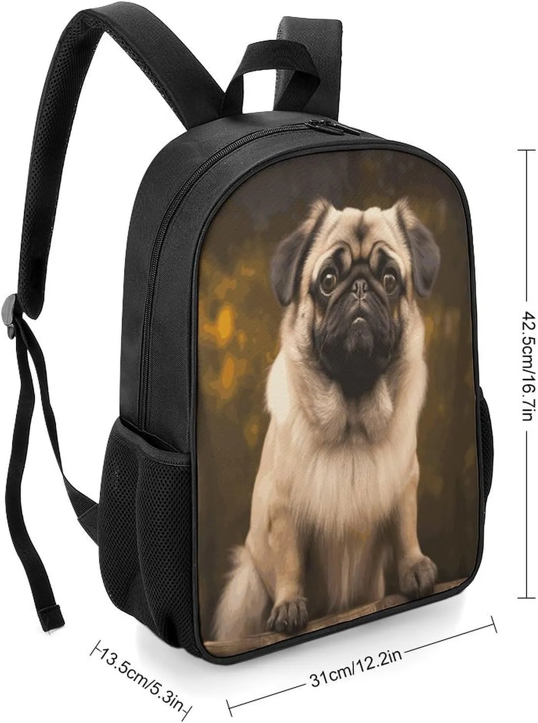 Lightweight Backpacks Cute Travel Bag Durable Pug Dog Printing Small Travel Backpack For Women & Men