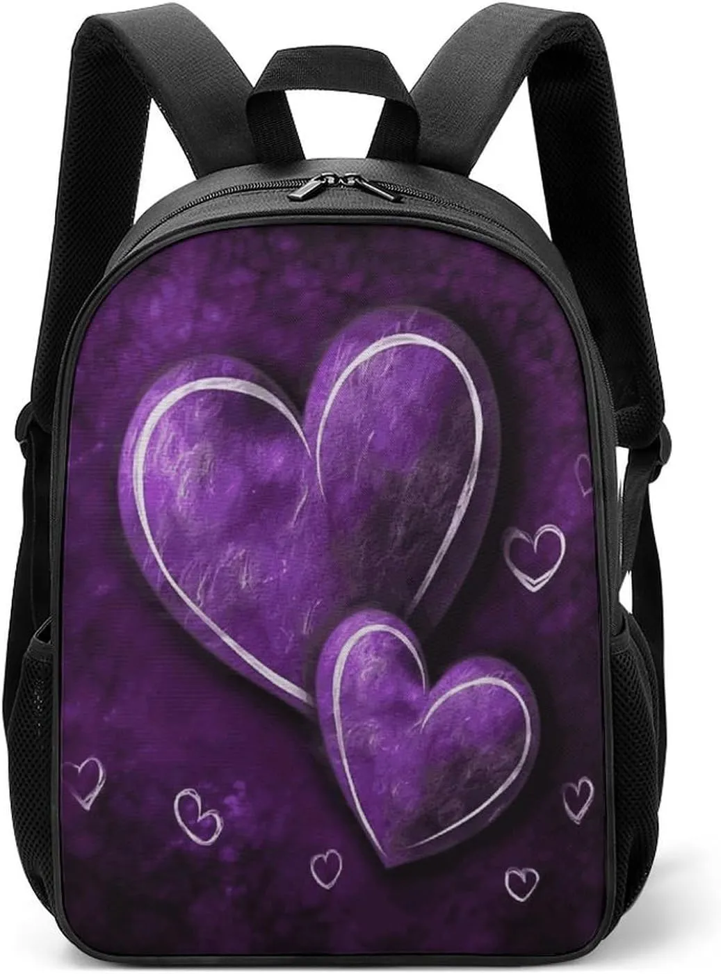 Lightweight Backpacks Cute Travel Bag Durable Purple Hearts Printing Small Travel Backpack For Women & Men