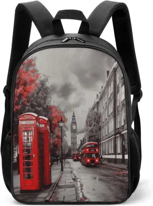 Lightweight Backpacks Cute Travel Bag Durable Red London Street Printing Small Travel Backpack For Women & Men