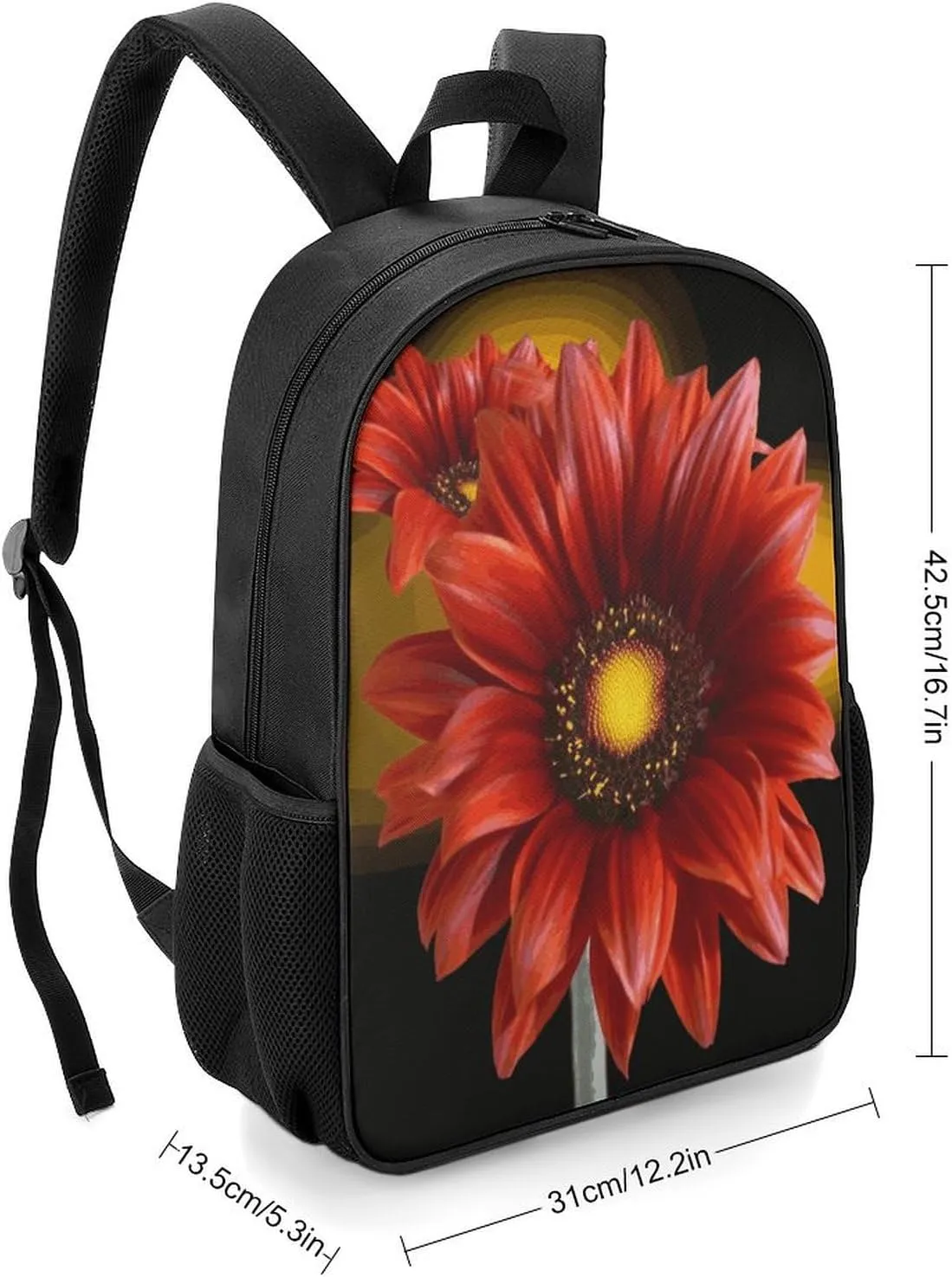 Lightweight Backpacks Cute Travel Bag Durable Red Sunflower Printing Small Travel Backpack For Women & Men