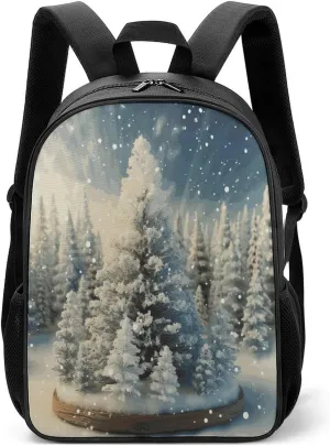 Lightweight Backpacks Cute Travel Bag Durable Snow Wonderland Pine Tree Christmas Printing Small Travel Backpack For Women & Men